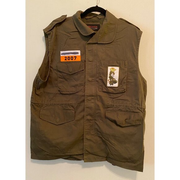 REUNION Outfitters Vest Jacket Army Green Patches Medium - Picture 1 of 11